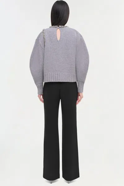 Simkhai Womens Grey Melange Monroe Crystal-embellised Wool And Cashmere-blend Jumper