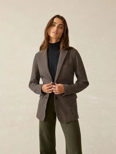 Faherty Inlet Houndstooth Blazer In Mocha Mountain Houndstooth