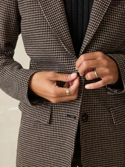 Faherty Inlet Houndstooth Blazer In Mocha Mountain Houndstooth