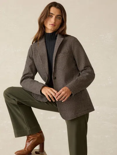 Faherty Inlet Houndstooth Blazer In Mocha Mountain Houndstooth