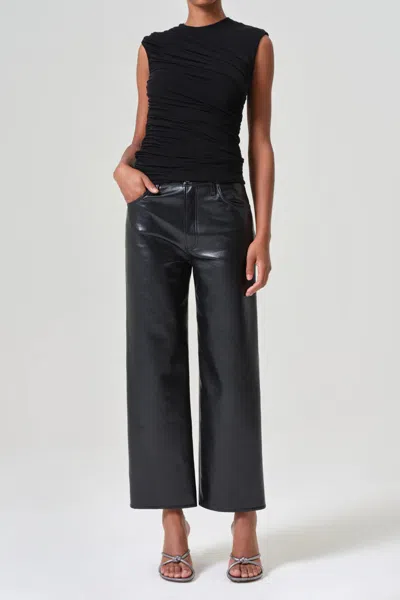 Agolde Ren High-rise Wide Leg Recycled Leather In Detox