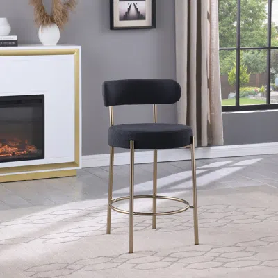 Streamdale Furniture Streamdale Cozy Bouclé Fabric Bar Stools With Curved Backs For Kitchen Counters
