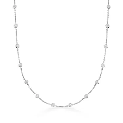 Ross-simons Bezel-set Cz Station Necklace In Sterling Silver In Multi