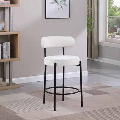 Streamdale Furniture Streamdale Modern Kitchen Counter Height Bar Stools With Bouclé Fabric Curved Back