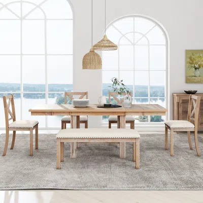 Streamdale Furniture Streamdale 6-piece Farmhouse Dining Set With Extendable Table
