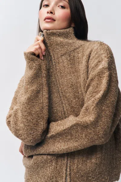 Danielle Guizio Ny Mila Zip Up In Brown