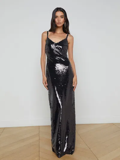 L Agence Karma Sequin Maxi Dress In Black