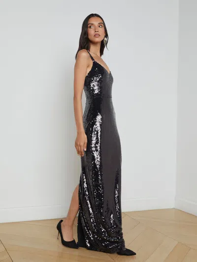 L Agence Karma Sequin Maxi Dress In Black