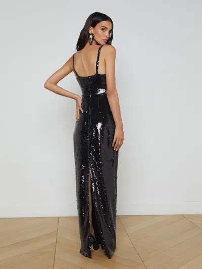 L Agence Karma Sequin Maxi Dress In Black