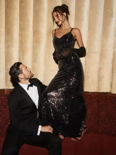 L Agence Karma Sequin Maxi Dress In Black