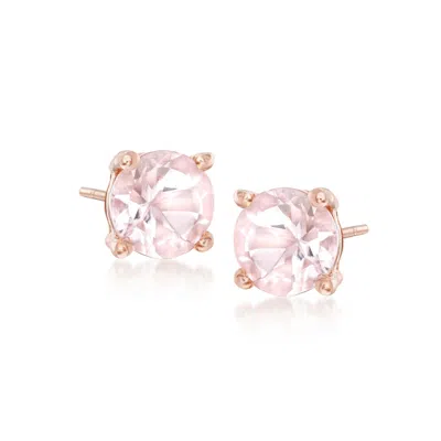 Ross-simons Morganite Stud Earrings In 18kt Rose Gold Over Sterling In Pink