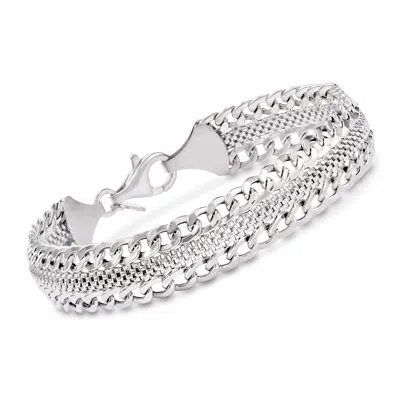 Ross-simons Italian Sterling Silver Curb-link Bracelet In Multi
