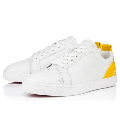 Christian Louboutin Fun Louis Junior Leather Sneaker In White/pollen