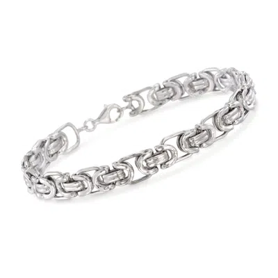 Ross-simons Men's Sterling Silver Byzantine Box Link Bracelet In Multi