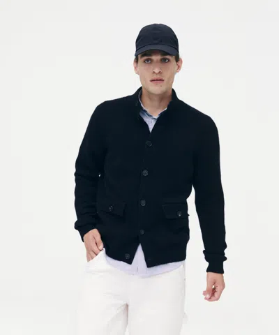 Naadam Luxe Cashmere High Neck Cardigan In Dark Navy