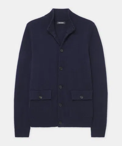 Naadam Luxe Cashmere High Neck Cardigan In Dark Navy