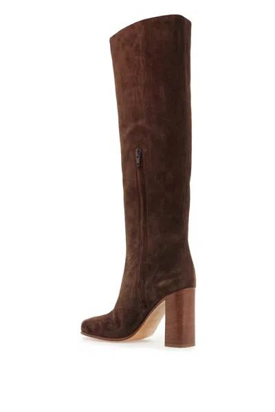 Khaite Willow Knee-high Suede Boots In Brown