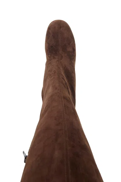 Khaite Willow Knee-high Suede Boots In Brown