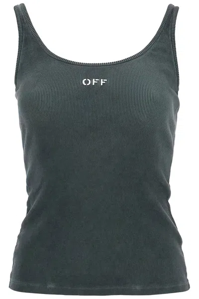 Shop Off-white Off White Stretch Cotton Tank Top For Women