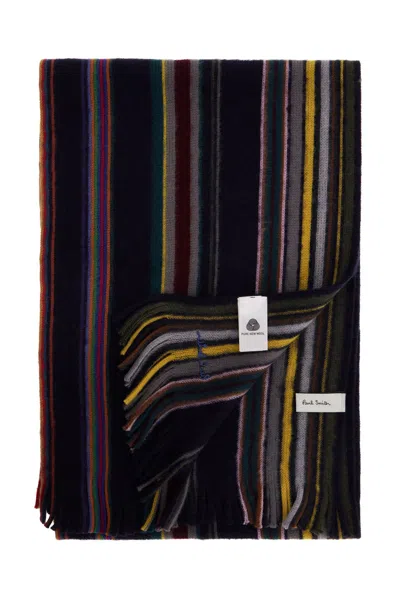 Shop Paul Smith Multicolored Striped Wool Scarf