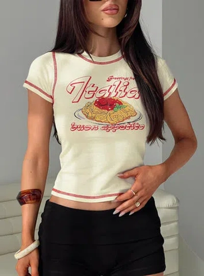 Princess Polly Buon Appetito Graphic T-shirt In Cream
