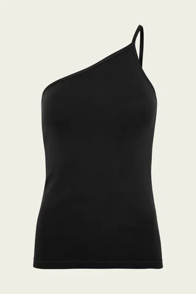 St Agni Organic Cotton One Shoulder Tank In Black
