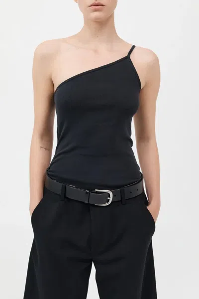 St Agni Organic Cotton One Shoulder Tank In Black