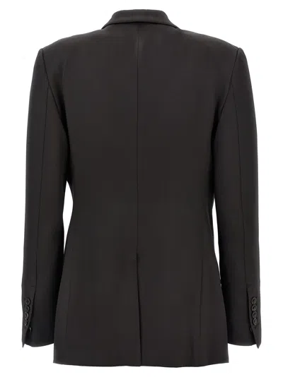 Tom Ford Silk And Wool Twill Double Breasted Jacket In Brown