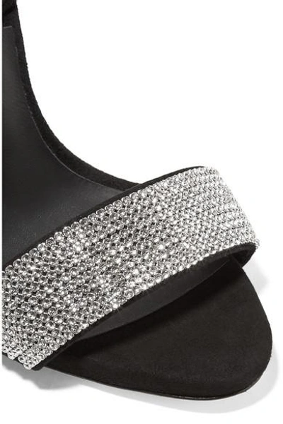 Shop Giuseppe Zanotti Crystal-embellished Suede Slingback Sandals In Black