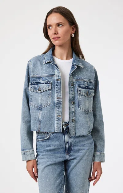 MAVI THALIA JACKET IN SHINY MID DENIM 