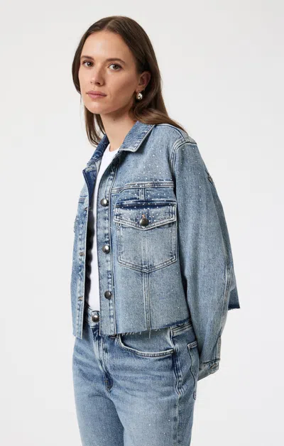 Mavi Thalia Jacket In Shiny Mid Denim In Medium Blue