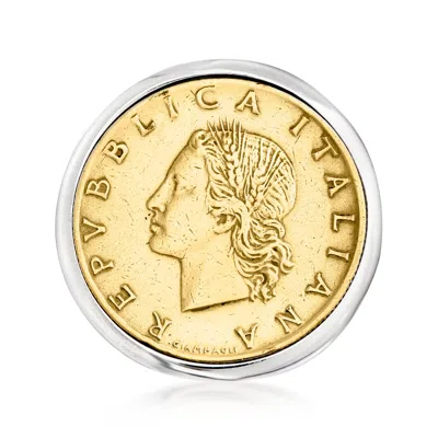 Ross-simons Italian Genuine 20-lira Coin Ring In Sterling Silver In White