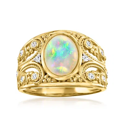 Ross-simons Ethiopian Opal Ring With White Topaz In 18kt Gold Over Sterling In White