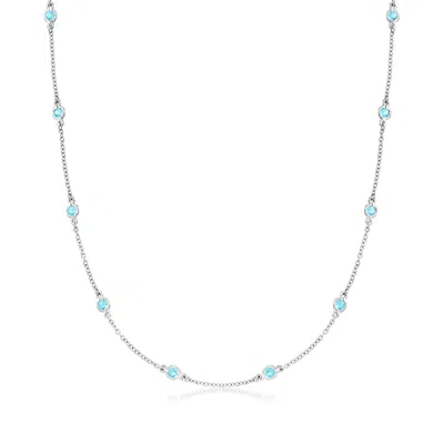 Ross-simons Bezel-set Swiss Blue Topaz Station Necklace In Sterling Silver In Multi
