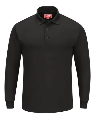 Red Kap Long Sleeve Performance Knit Polo In Black