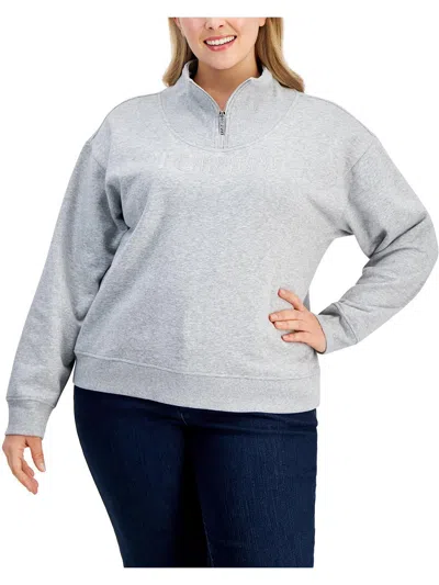 Tommy Hilfiger Plus Size Logo Quarter-zip Sweatshirt In Multi