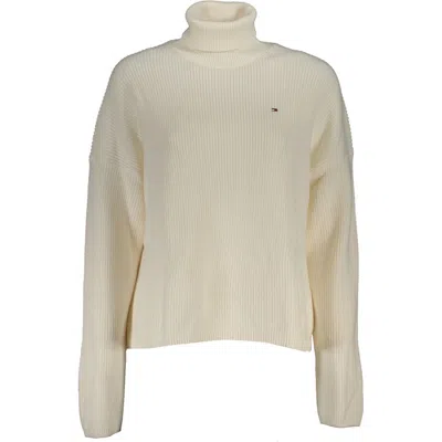 Tommy Hilfiger Elegant Turtleneck Cotton Sweater In Beige