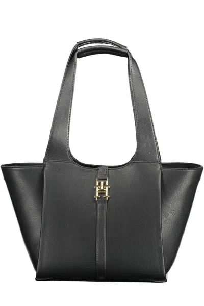 Tommy Hilfiger Chic Black Snap Closure Shoulder Bag In Black