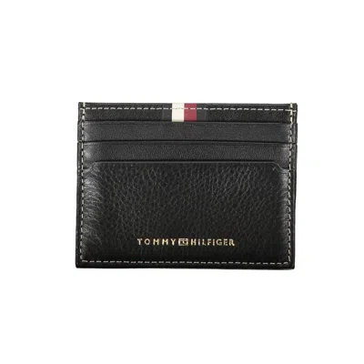 Tommy Hilfiger Sleek Black Leather Card Holder With Contrasting Detail In Black