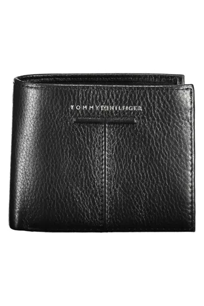 Tommy Hilfiger Chic Black Leather Dual-compartment Wallet In Black