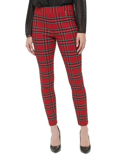 Tommy Hilfiger Womens High Rise Embellished Ankle Pants In Red