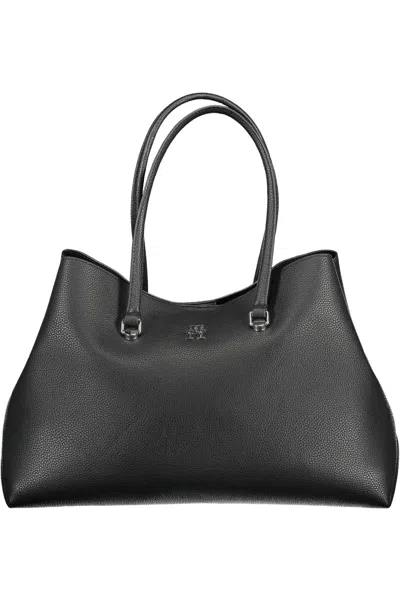 Tommy Hilfiger Elegant Black Polyester Shoulder Bag In Black
