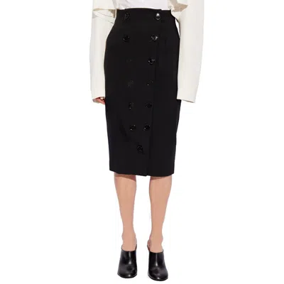 Alaïa Alaia Womens Noir Alaia Buttoned Slim-fit Stretch-wool Midi Skirt In Black