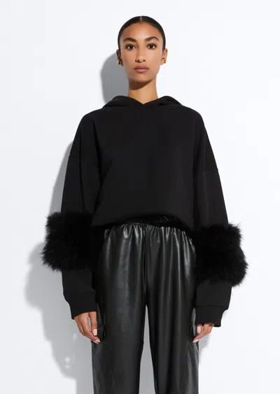 Lapointe Cotton Sweatshirt With Marabou Feathers In Black