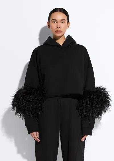 Lapointe Cotton Sweatshirt With Feathers In Black