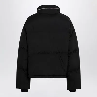 Ami Alexandre Mattiussi Black Down Jacket With Adc Embroidery And Removable Hood In Tech Fabric Woman