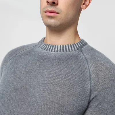 Shop Drumohr Grey Cashmere Crew Neck Jumper