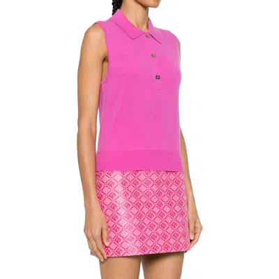 Ganni Wool And Cashmere Polo Women In Pink