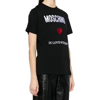 Moschino Black Regular Fit T-shirt With Logo And Heart Graphic