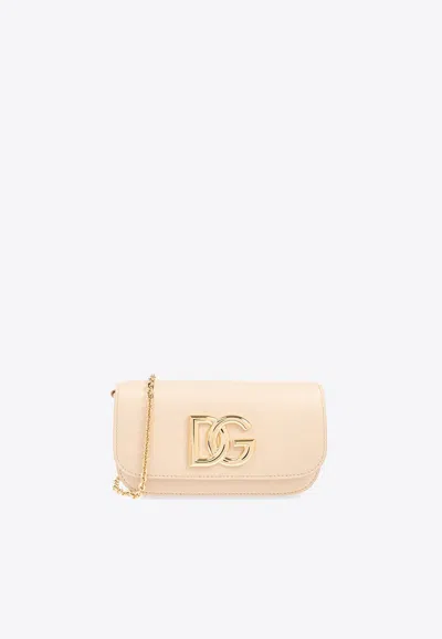Dolce & Gabbana 3.5 Crossbody Bag  In Leather In Beige